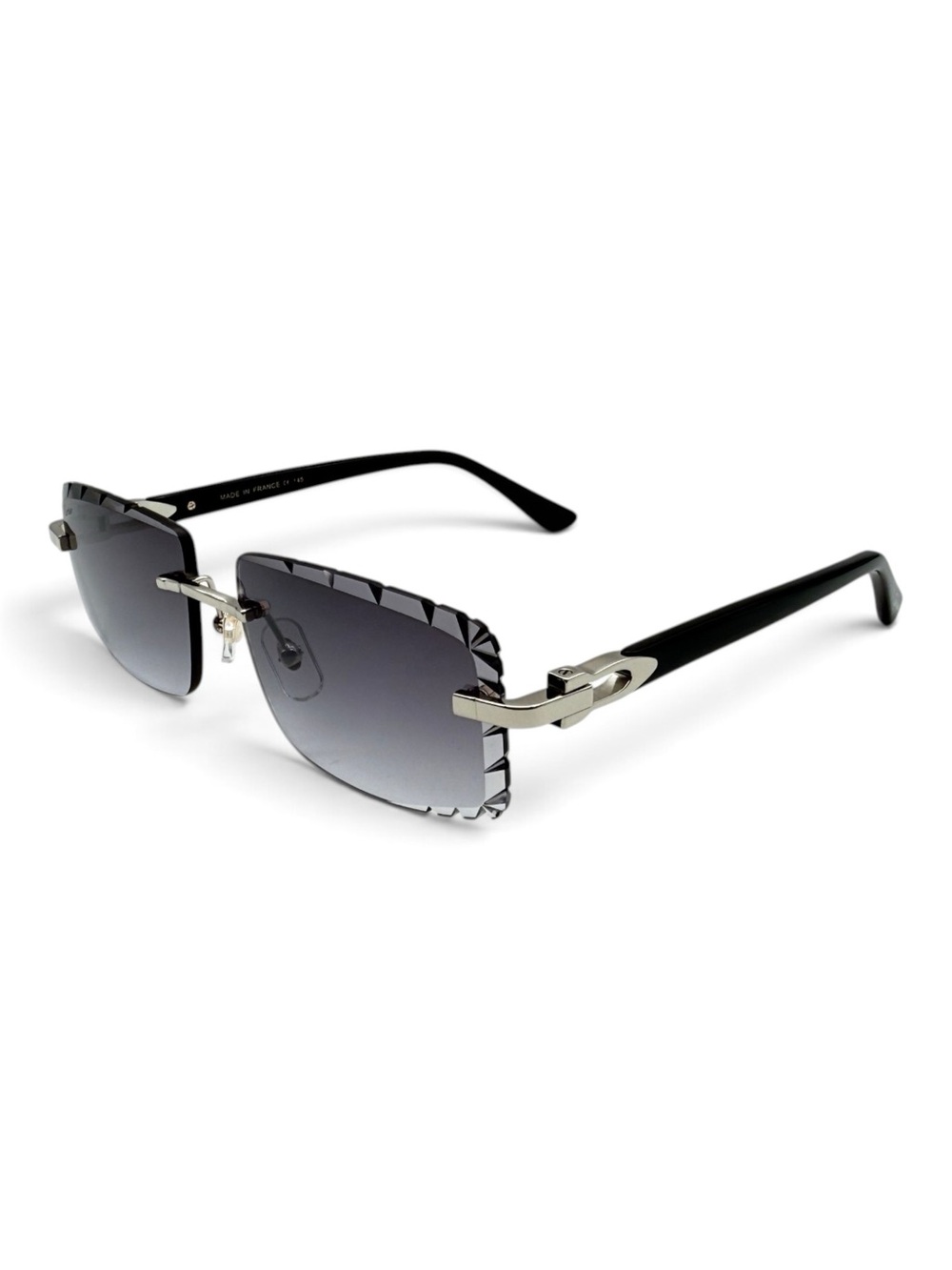 Men's Cartier Elongated CBlack Gradient Rimless Sunglasses